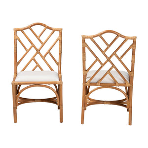 Bali & Pari Cedric Handcrafted Rattan Wingback Dining Chairs Bohemian Set of 2
