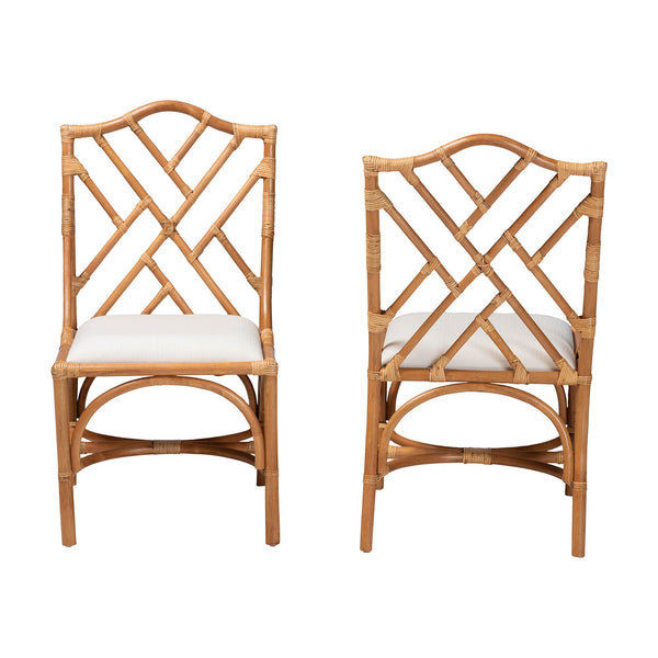 Bali & Pari Cedric Handcrafted Rattan Wingback Dining Chairs Bohemian Set of 2