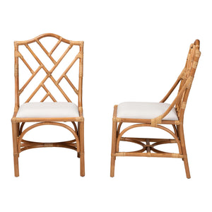 Bali & Pari Cedric Handcrafted Rattan Wingback Dining Chairs Bohemian Set of 2