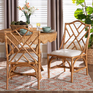 Bali & Pari Cedric Handcrafted Rattan Wingback Dining Chairs Bohemian Set of 2