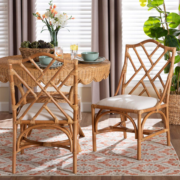 Bali & Pari Cedric Handcrafted Rattan Wingback Dining Chairs Bohemian Set of 2