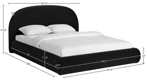 Meridian Furniture Celine Sculptural Velvet Full Bed Curved Upholstered Frame for Modern Glam Bedrooms Black CelineBlack-F