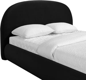 Meridian Furniture Celine Sculptural Velvet Full Bed Curved Upholstered Frame for Modern Glam Bedrooms Black CelineBlack-F