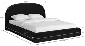 Meridian Furniture Celine Sculptural Curved Velvet King Bed Fully Upholstered Frame for Glam Bedroom Decor Black CelineBlack-K