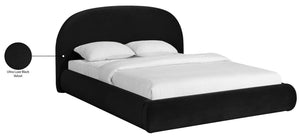 Meridian Furniture Celine Sculptural Curved Queen Bed Fully Upholstered Velvet Frame for Glam Bedrooms Black CelineBlack-Q