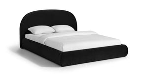 Meridian Furniture Celine Sculptural Curved Queen Bed Fully Upholstered Velvet Frame for Glam Bedrooms Black CelineBlack-Q