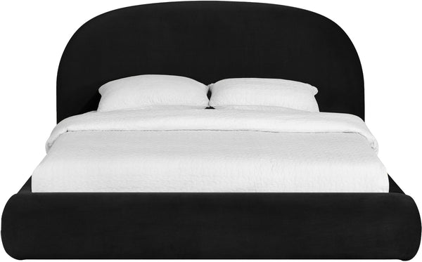 Meridian Furniture Celine Sculptural Curved Queen Bed Fully Upholstered Velvet Frame for Glam Bedrooms Black CelineBlack-Q