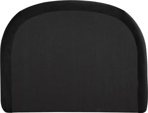 Meridian Furniture Celine Sculptural Velvet Twin Bed Curved Upholstered Headboard for Modern Glam Bedrooms Black CelineBlack-T