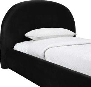 Meridian Furniture Celine Sculptural Velvet Twin Bed Curved Upholstered Headboard for Modern Glam Bedrooms Black CelineBlack-T
