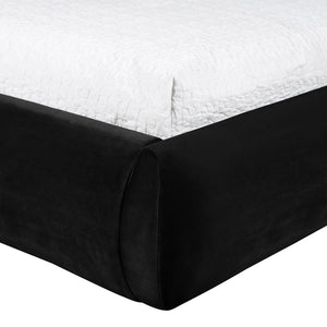 Meridian Furniture Celine Sculptural Velvet Twin Bed Curved Upholstered Headboard for Modern Glam Bedrooms Black CelineBlack-T