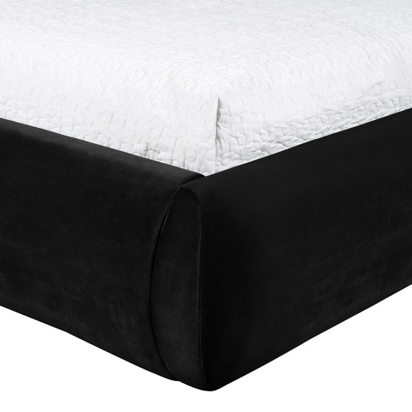 Meridian Furniture Celine Sculptural Velvet Twin Bed Curved Upholstered Headboard for Modern Glam Bedrooms Black CelineBlack-T