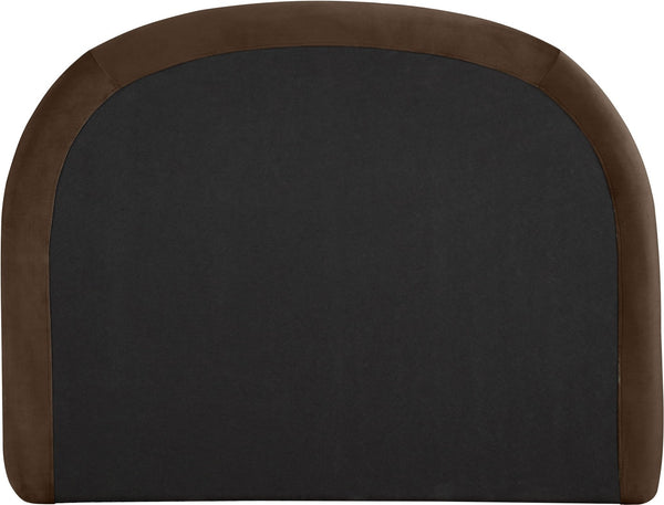 Meridian Furniture Celine Sculptural Velvet Twin Bed Curved Upholstered Headboard for Modern Glam Bedrooms Brown CelineBrown-T
