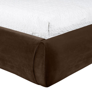 Meridian Furniture Celine Sculptural Velvet Twin Bed Curved Upholstered Headboard for Modern Glam Bedrooms Brown CelineBrown-T