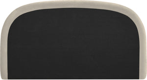 Meridian Furniture Celine Sculptural Curved Queen Bed Fully Upholstered Velvet Frame for Glam Bedrooms Cream CelineCream-Q