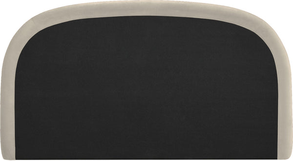 Meridian Furniture Celine Sculptural Curved Queen Bed Fully Upholstered Velvet Frame for Glam Bedrooms Cream CelineCream-Q