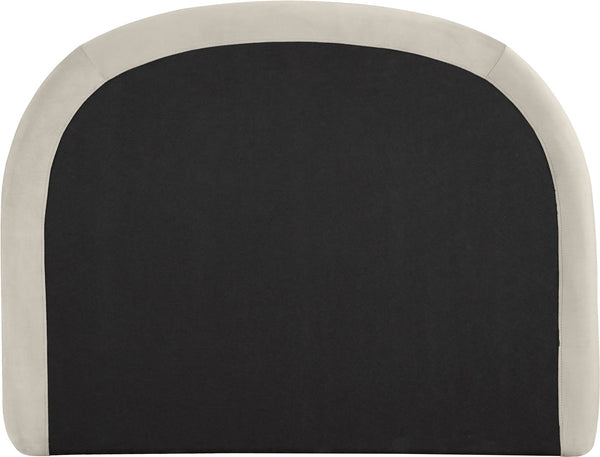 Meridian Furniture Celine Sculptural Velvet Twin Bed Curved Upholstered Headboard for Modern Glam Bedrooms Cream CelineCream-T