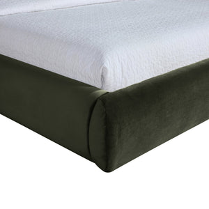 Meridian Furniture Celine Sculptural Velvet Full Bed Curved Upholstered Frame for Modern Glam Bedrooms Green CelineGreen-F