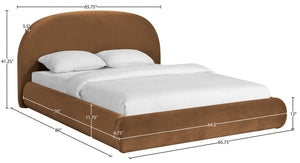 Meridian Furniture Celine Sculptural Velvet Full Bed Curved Upholstered Frame for Modern Glam Bedrooms Saddle CelineSaddle-F