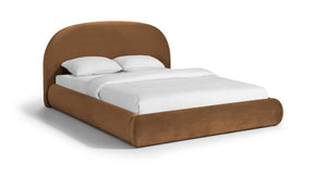 Meridian Furniture Celine Sculptural Velvet Full Bed Curved Upholstered Frame for Modern Glam Bedrooms Saddle CelineSaddle-F