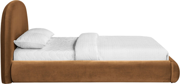 Meridian Furniture Celine Sculptural Velvet Full Bed Curved Upholstered Frame for Modern Glam Bedrooms Saddle CelineSaddle-F