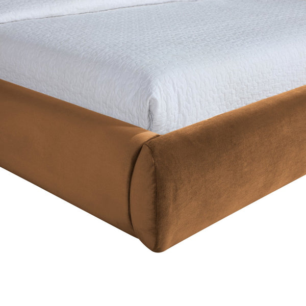 Meridian Furniture Celine Sculptural Velvet Full Bed Curved Upholstered Frame for Modern Glam Bedrooms Saddle CelineSaddle-F
