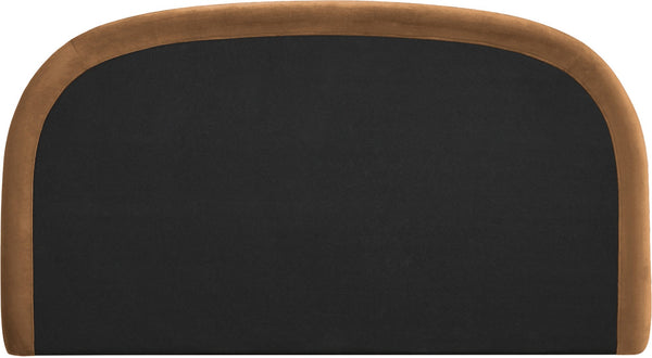 Meridian Furniture Celine Sculptural Curved Velvet King Bed Fully Upholstered Frame for Glam Bedroom Decor Saddle CelineSaddle-K
