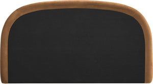 Meridian Furniture Celine Sculptural Curved Queen Bed Fully Upholstered Velvet Frame for Glam Bedrooms Saddle CelineSaddle-Q