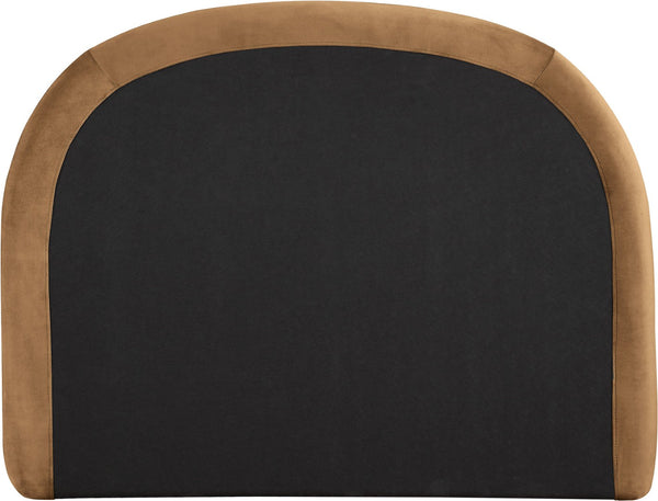 Meridian Furniture Celine Sculptural Velvet Twin Bed Curved Upholstered Headboard for Modern Glam Bedrooms Saddle CelineSaddle-T