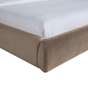 Meridian Furniture Celine Sculptural Velvet Full Bed Curved Upholstered Frame for Modern Glam Bedrooms Taupe CelineTaupe-F