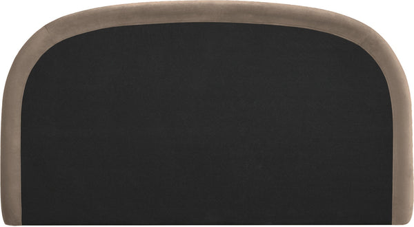 Meridian Furniture Celine Sculptural Curved Velvet King Bed Fully Upholstered Frame for Glam Bedroom Decor Taupe CelineTaupe-K