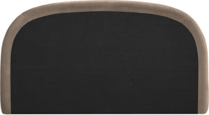 Meridian Furniture Celine Sculptural Curved Queen Bed Fully Upholstered Velvet Frame for Glam Bedrooms Taupe CelineTaupe-Q