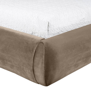 Meridian Furniture Celine Sculptural Velvet Twin Bed Curved Upholstered Headboard for Modern Glam Bedrooms Taupe CelineTaupe-T