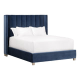 Chandler Queen Bed Denim Velvet, Natural Gray Oak 7127-1.DEN/NG Essentials for Living