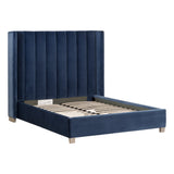 Chandler Queen Bed Denim Velvet, Natural Gray Oak 7127-1.DEN/NG Essentials for Living