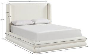 Meridian Furniture Chandra Cream Linen Upholstered Full Bed Curved Headboard Contemporary Bedroom ChandraCream-F