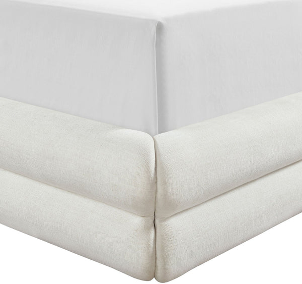 Meridian Furniture Chandra Queen Bed Fully Upholstered Linen Fabric Sculptural Frame for Modern Bedroom ChandraCream-Q