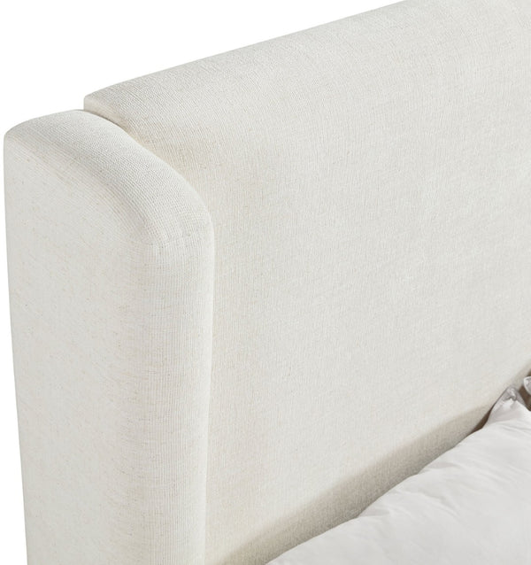 Meridian Furniture Chandra Queen Bed Fully Upholstered Linen Fabric Sculptural Frame for Modern Bedroom ChandraCream-Q