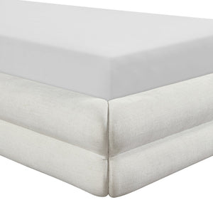 Meridian Furniture Chandra Sculptural Twin Bed Fully Upholstered Linen Frame with Tall Statement Headboard ChandraCream-T