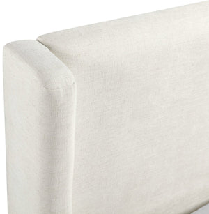 Meridian Furniture Chandra Sculptural Twin Bed Fully Upholstered Linen Frame with Tall Statement Headboard ChandraCream-T