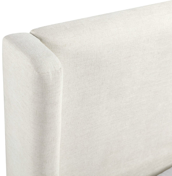 Meridian Furniture Chandra Sculptural Twin Bed Fully Upholstered Linen Frame with Tall Statement Headboard ChandraCream-T