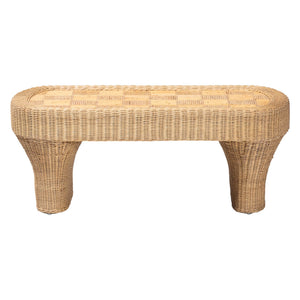 Bali & Pari Canika Handwoven Rattan Coffee Table Artisan Checkered Top for Living Room