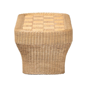 Bali & Pari Canika Handwoven Rattan Coffee Table Artisan Checkered Top for Living Room