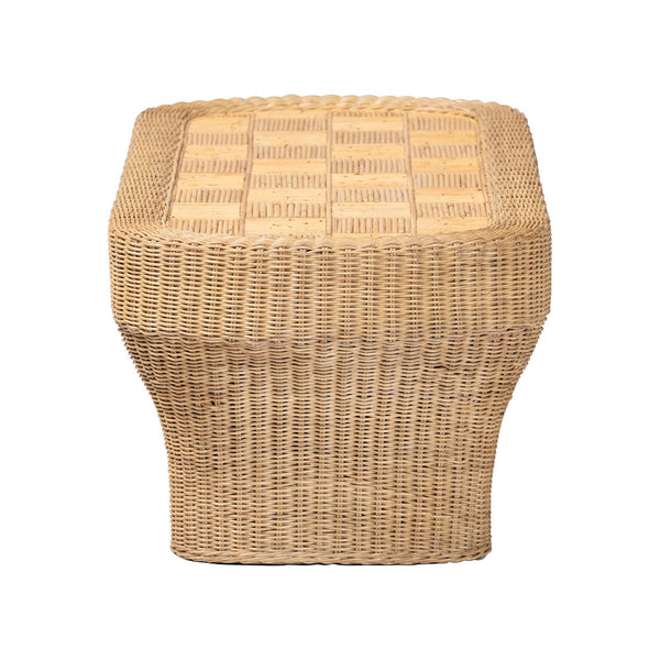 Bali & Pari Canika Handwoven Rattan Coffee Table Artisan Checkered Top for Living Room