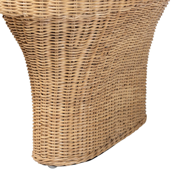 Bali & Pari Canika Handwoven Rattan Coffee Table Artisan Checkered Top for Living Room