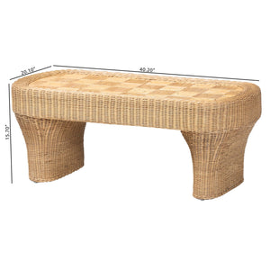 Bali & Pari Canika Handwoven Rattan Coffee Table Artisan Checkered Top for Living Room