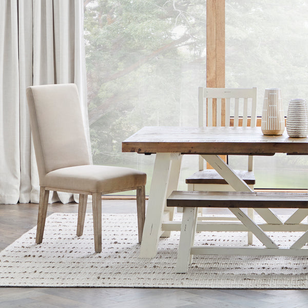 Chester Dining Bench Salt Flat - Chester Dining Bench Distressed White finish SFCHESBCH00RP Malouf