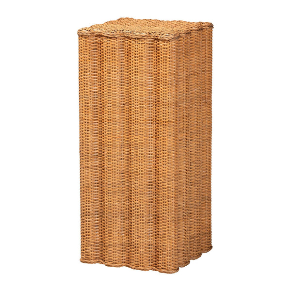 Bali & Pari Chie Handwoven Rattan Urn with Scalloped Artisan Detail for Coastal Bohemian Decor