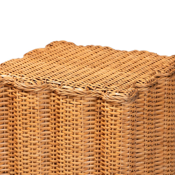 Bali & Pari Chie Handwoven Rattan Urn with Scalloped Artisan Detail for Coastal Bohemian Decor