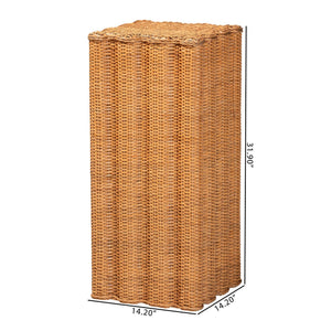 Bali & Pari Chie Handwoven Rattan Urn with Scalloped Artisan Detail for Coastal Bohemian Decor