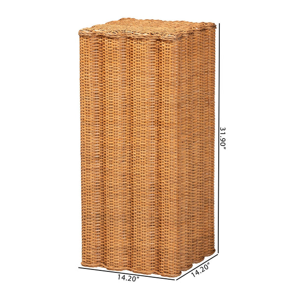 Bali & Pari Chie Handwoven Rattan Urn with Scalloped Artisan Detail for Coastal Bohemian Decor
